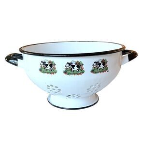 Enamel Colander Farm Cows